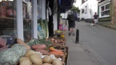 Vegetables on stall on New Road, Robin Hood's Bay, North Yorkshire, England, United Kingdom, Europe