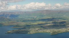 Timelapse cloud moving at Wanaka Town  aerial view