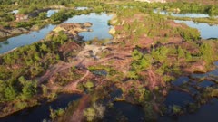 Aerial view hidden gem breathtaking scenery of abandoned mine