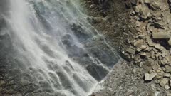 8k Aerial Yellowstone waterfall mountain and forest 