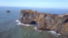 Aerial View of Dyrholaey Arch in Iceland