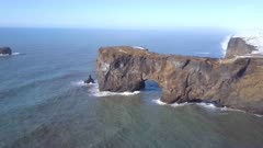 Dyrholaey Arch Aerial View of the Eroded Cliffs