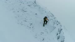 Mountain Climber Ascending a Difficult Rock Face