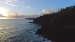 Rocky Coastline in the Early Morning in Hawaii