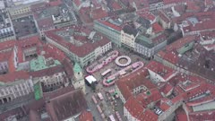Beautiful Winter Christmas Market in a City Seen From an Aerial View