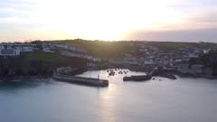Mevagissey Harbour at Sunset in Cornwall UK