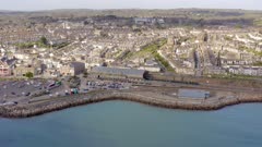 Cornwall's Penzance Train Station and City Aerial