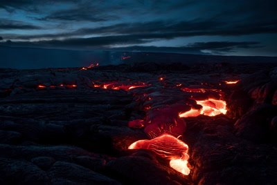 Slow lava flow down crack 2, Volcanoes National Park, timelapse
