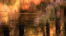 Water Scenics - Fall Reflection Is Slow River, Ripples And Flowing Water