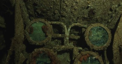 Panning around inside of wrecked USS Saratoga