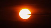 Close Up Of Setting Sun On Horizon