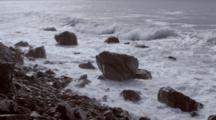 Waves hitting rocks