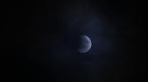 Timelapse Of Lunar Eclipse, Clouds Moving Past