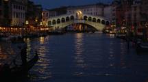 Gondolas In Front Of The Rialto Bridge