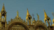 Spires And Statues On Top Of St. Mark's Basilica