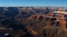 Aerial Grand Canyon Dusted With Light Snow