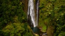 Aerial Manawaiopuna Or Jurassic Falls On Kauai