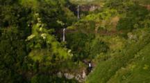 Aerial Kahili Or Five Sisters Falls On Kauai