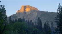 Half Dome Lit By Sunset, Above Merced River