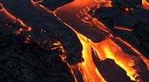 Aerial View Of Lava Flowing From Volcano