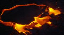 Aerial Night Time Lava Flow From Kilauea Volcano  