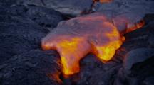Close Up Glowing Lava From The Ground