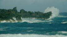 Waves Crashing At Punaluu Park In Slow Motion