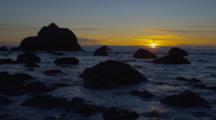 Dramatic Sunset At Maroon Beach In Redwood National Park