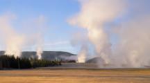 Landscape Of Steaming Geysers At Lower Geyser Basin Yellowstone