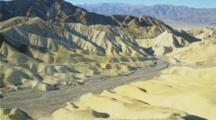 View From Zabriskie Point With Colorful Hills, Dry Stream Bed