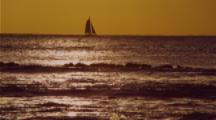 Sailboat Silhouette In Hawaii, Reflection On Ocean