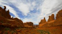 Time Lapse, Clouds Move Above Park Avenue In Arches National Park 