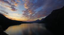Time Lapse, Glacier National Park, cloudy sunrise at St Mary lake