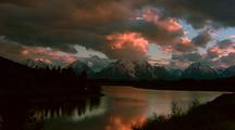 Sunset And Clouds Reflected In Grand Teton National Park