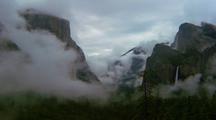 Fog Rolls In Through Valley, Yosemite National Park