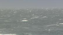 Lockoff Shot Of Rough Choppy Ocean Waves And A Gray Sky.