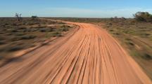 Aerial Flying Low Over Outback Road