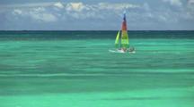 Sailboat In Emerald Ocean, Kailua Beach, Hawaii