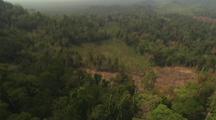 Aerial View Of Malaysia, Dense Forest, Fresh Logging