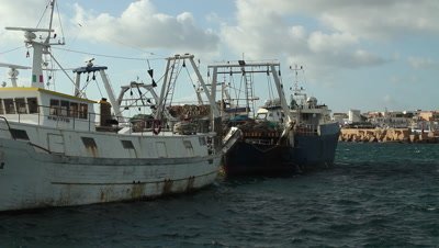 italian tuna fishing vessels in the port of Lampedusa,Mediterranean