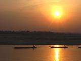 3 Canoes On Jungle River Sunset