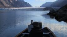 Artist Painting Glacier From Freighter Canoe,Coronation Fiord, Auyuittuq National Park, Baffin Island
