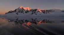 Antarctic Reflection Of Mountains In Water With Ripples