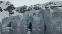Floating Blue Fissured Glacier Ice