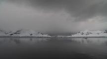 Antarctic Scenic Shoreline With Mountains