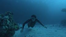 Free Diver On The Ocean Floor