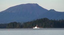 Coast Guard Patrol Boat With Mt. Edgecumbe Volcano In The Background.
