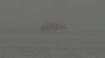 Fog Surrounds A Cruiseship Ship Tender
