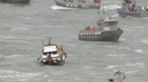 Very Close Up Lock Shot Fishing Boats With Seine Nets Out Fishing Cineflex Aerial Of Bristol Bay Salmon Fishery Alaska Fishing Pebble Mine Potential Impacts