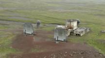 aerial of radar installation remote Alaska Dew line site Defence early Warning Radar dish antenna